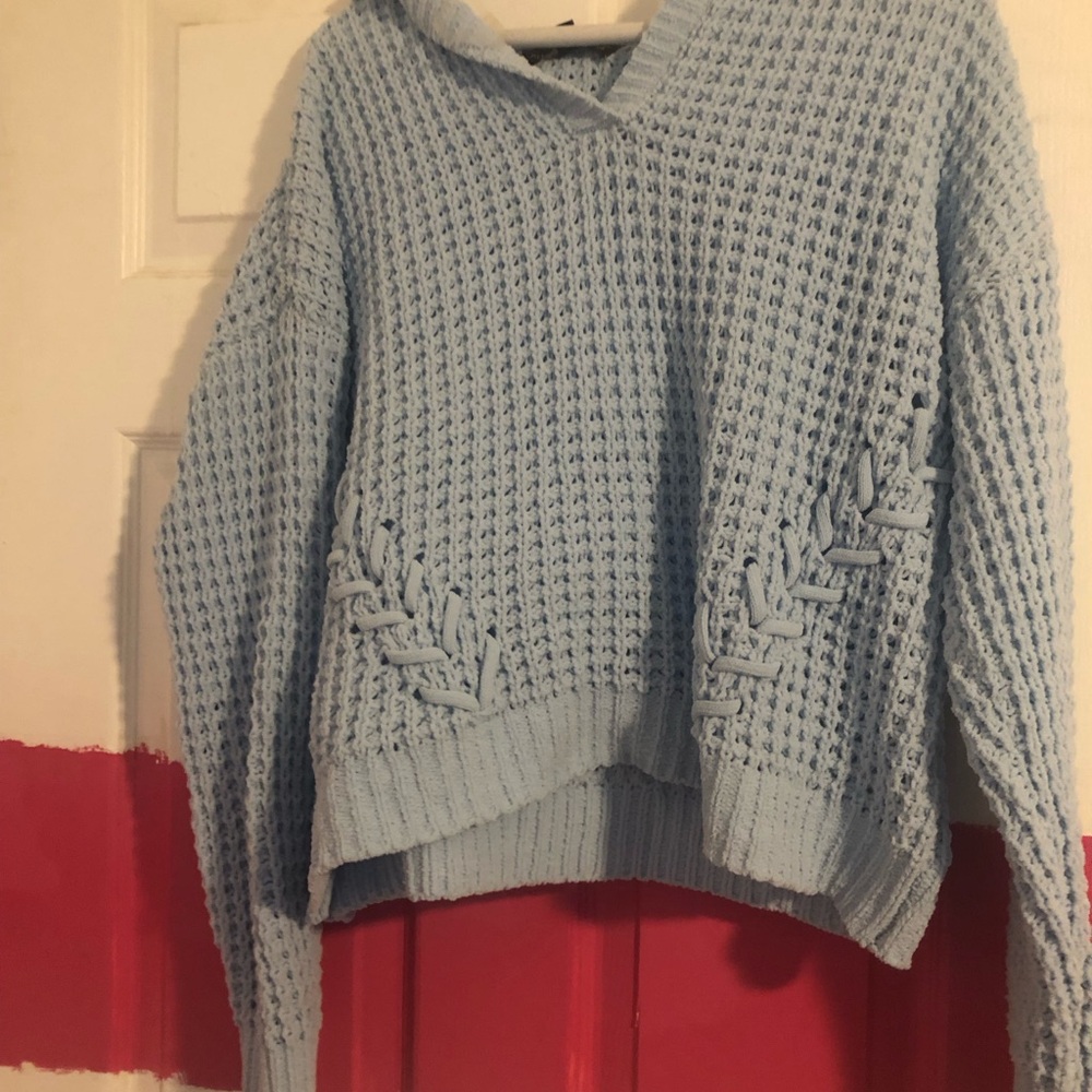 Almost Famous Light Blue V-Neck Knit Sweater